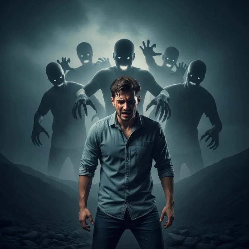 A Battle Within: Man Struggling with Inner Demons