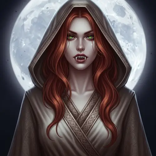Fantasy Art Character with Fiery-Red Hair and Green Eyes