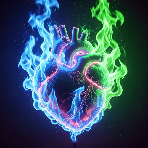 Blue and Green Fire Heart | Stunning Fire Artwork