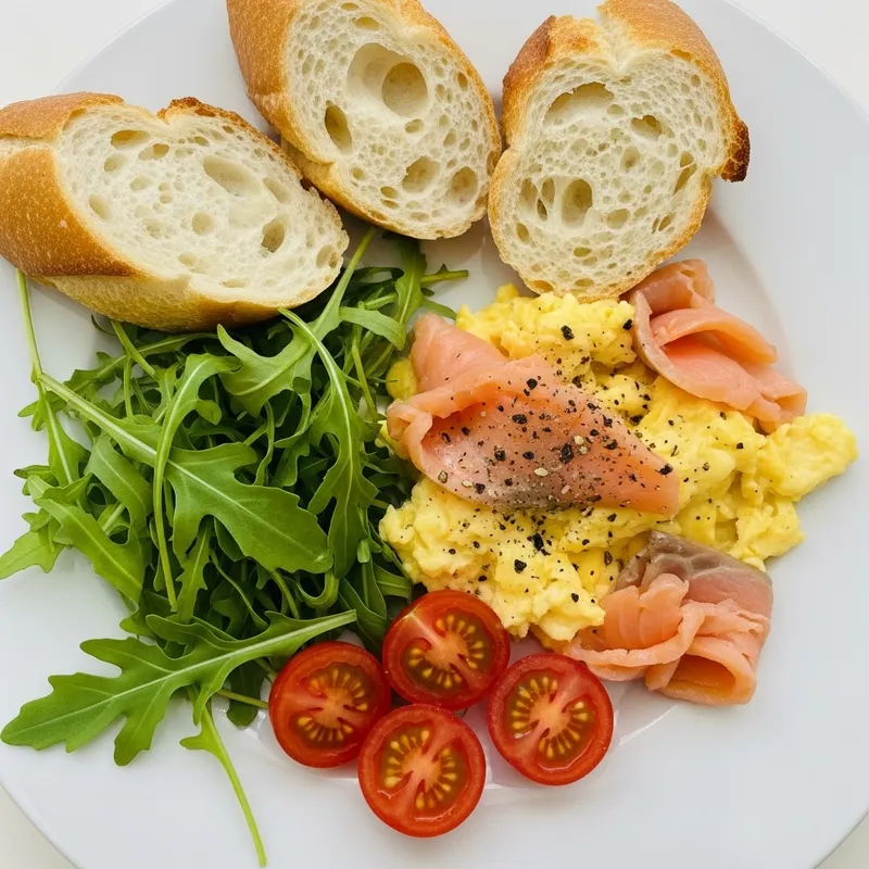 Delicious Salmon Scramble with Arugula & Tomatoes Delicious Salmon Scramble with Arugula & Tomatoes