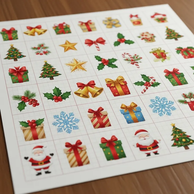 Christmas Themed Grid Paper with 10 Columns and 10 Rows