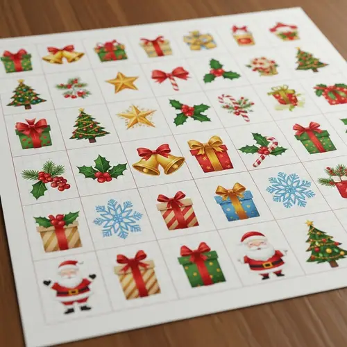 Festive Christmas Grid Paper Illustration with Unique Icons
