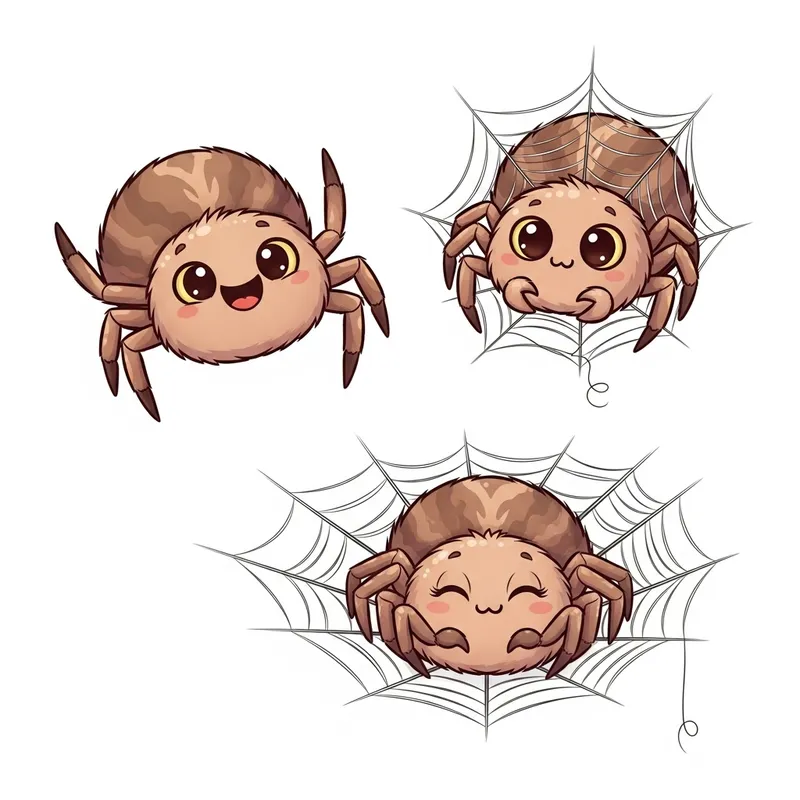 Whimsically Cute Cartoon Spider Poses | Sweet and Friendly Designs