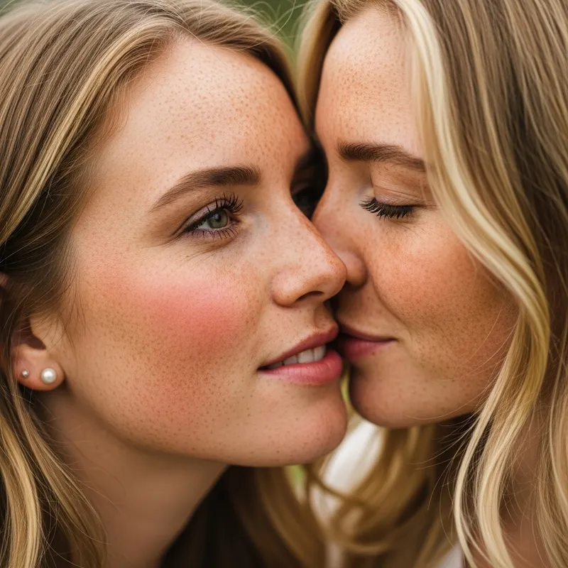 Close up Freckled White Couple Kissing | Romantic Portrait