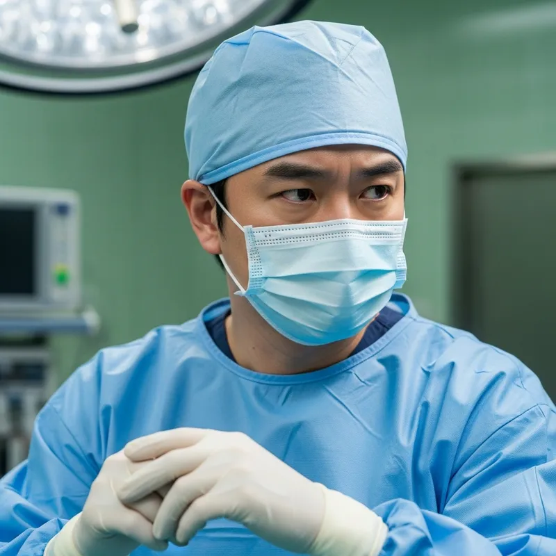 Midlife Surgeon in Surgical Garb | Medical Mask Image