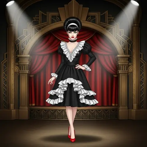 Distinctive Female Character with Vibrant Green Eyes and Red Heels