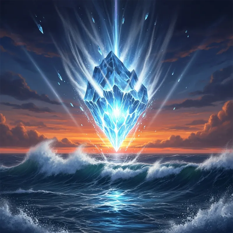 Glacial Meteor Falling into the Sea Illustration Glacial Meteor Falling into the Sea Illustration