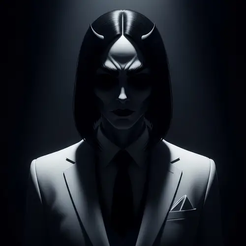 Eerie Noir: Sinister Humanoid in Shadows