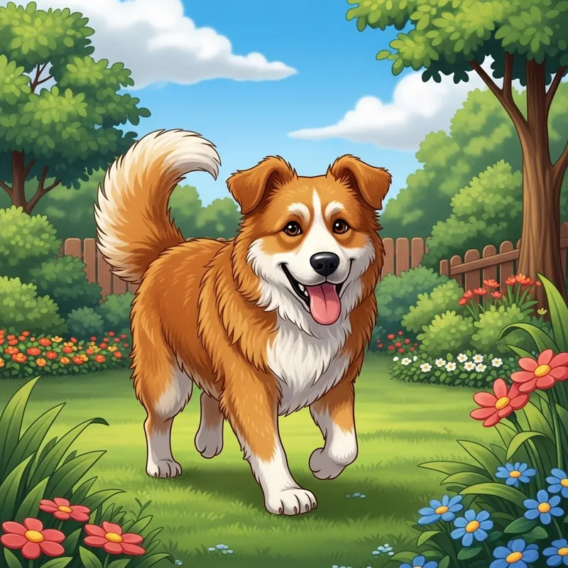 Golden Fur Domestic Dog Illustration