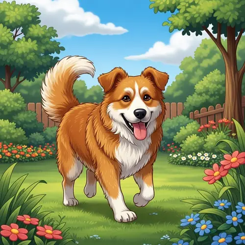 Medium-Sized Golden Fur Domestic Dog Illustration