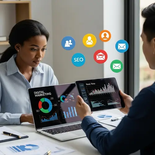 Digital Marketing Strategies | Dynamic Scene with Diverse Tactics