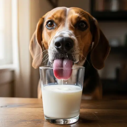 Dog Drinking Milk - Cute Pet Enjoying a Glass of Milk