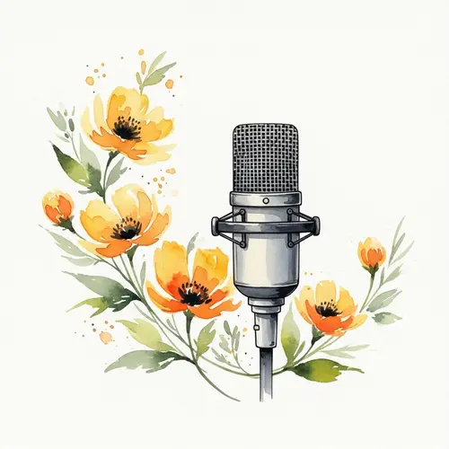 Watercolor Flowers & Vocalist's Microphone