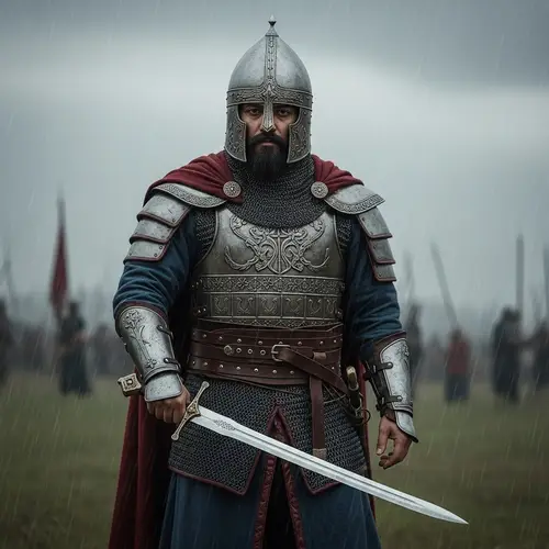 Impressive Middle-Eastern Soldier in Intricate Armor