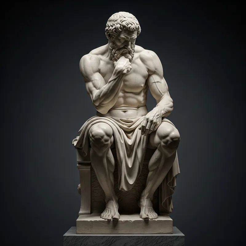 Neoclassical Marble Sculpture of Wise Philosopher
