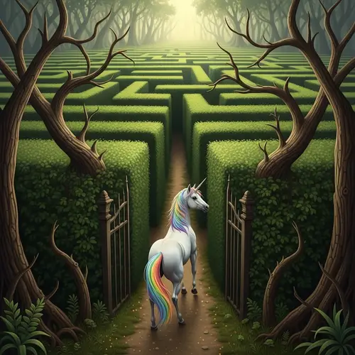 Enigmatic Forest Maze: Sparkle the White Unicorn