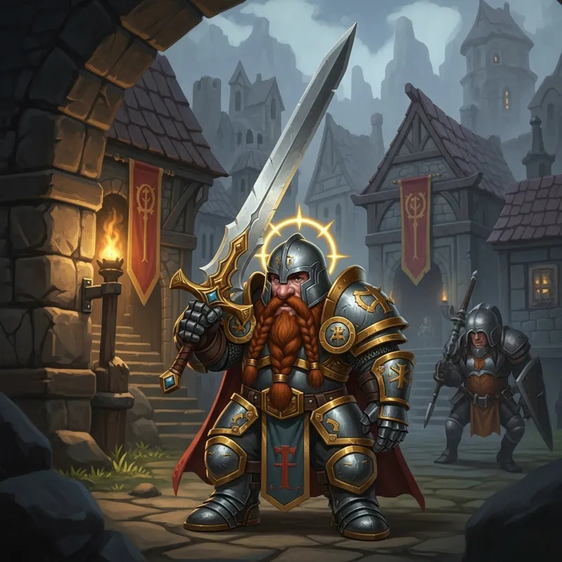 Medieval Dwarf Paladin Halfling with Two-Handed Sword - D&D Style