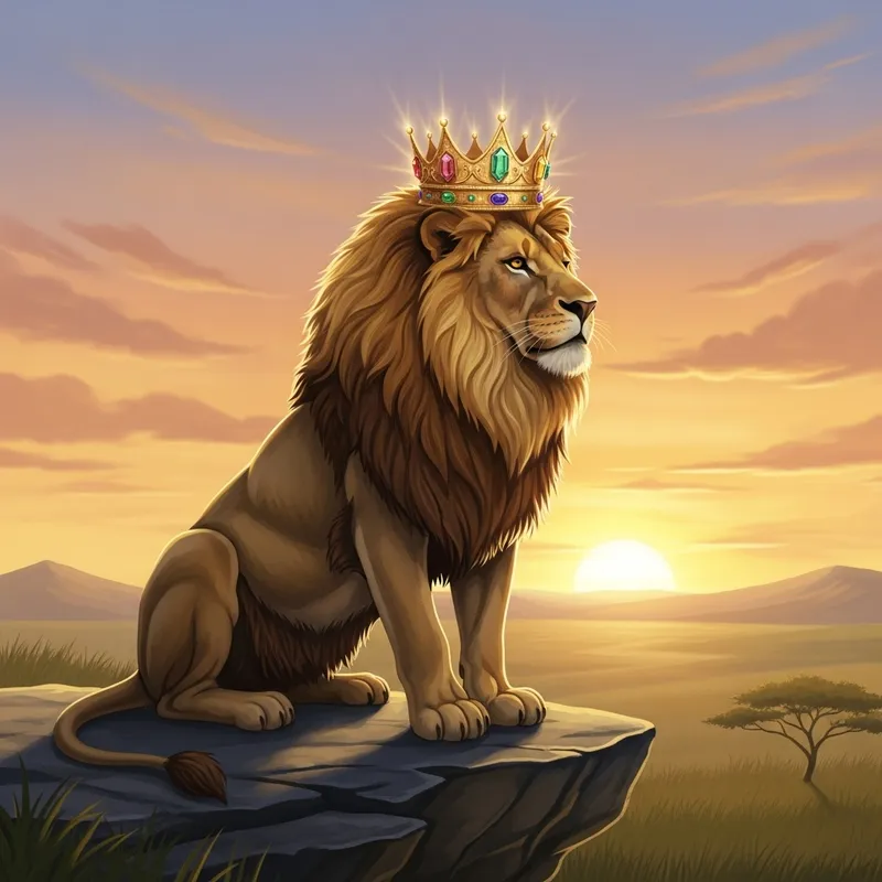 Majestic Lion King | Golden Crowned Ruler of the Savannah