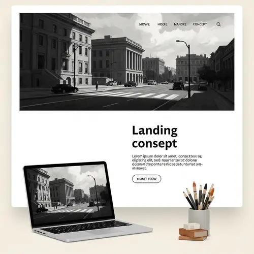 Vintage-inspired Digital Painting | Minimalistic Website Landing Concept
