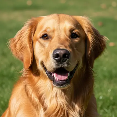 Adorable Golden Retriever in Sunlit Park