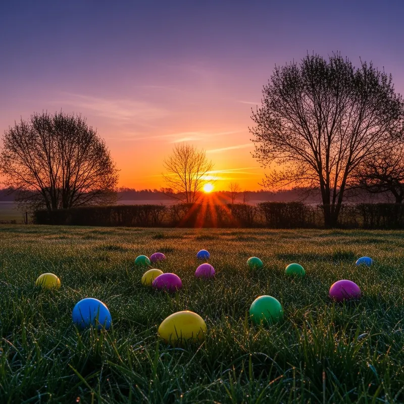Easter Sunrise: Vibrant Hues & Peaceful Landscape