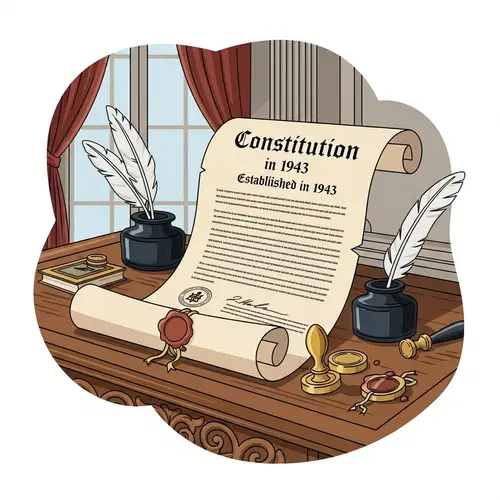 1943 Constitution Illustration with Vintage Accoutrements