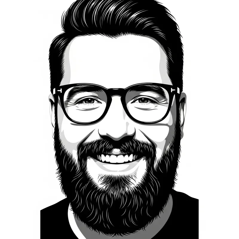 Smiling Bearded Man Silhouette in Stylish Glasses