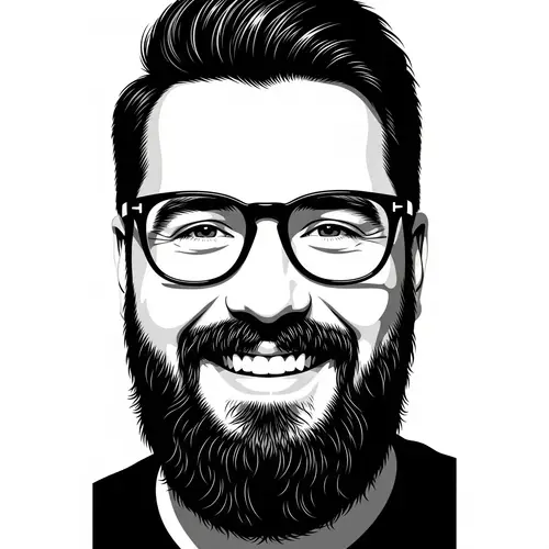 Happy Bearded Man Silhouette with Stylish Glasses