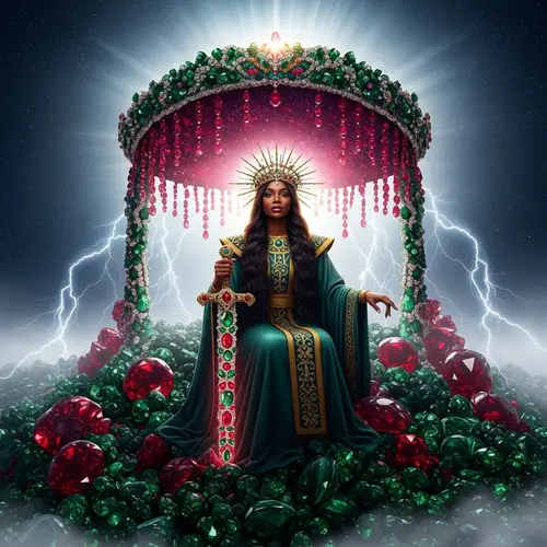 Divine Presence: Black Woman on Ruby-Emerald Mountain