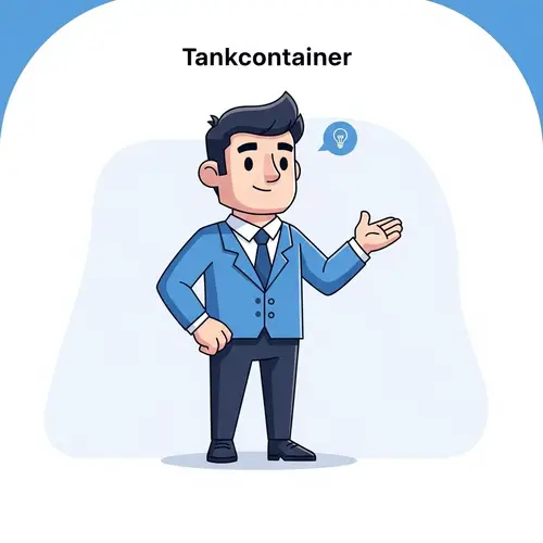 Tankcontainer - Friendly Blue Mascot in Material Design Style