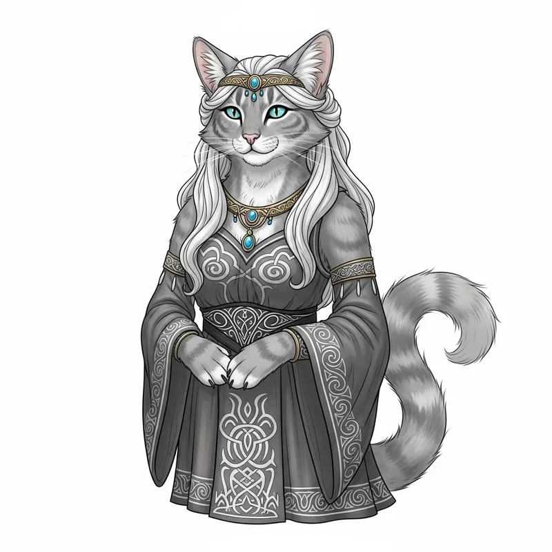 Penelope Pussycat - Sigyn Mythology Fantasy Inspired Feline Character Penelope Pussycat - Sigyn Mythology Fantasy Inspired Feline Character