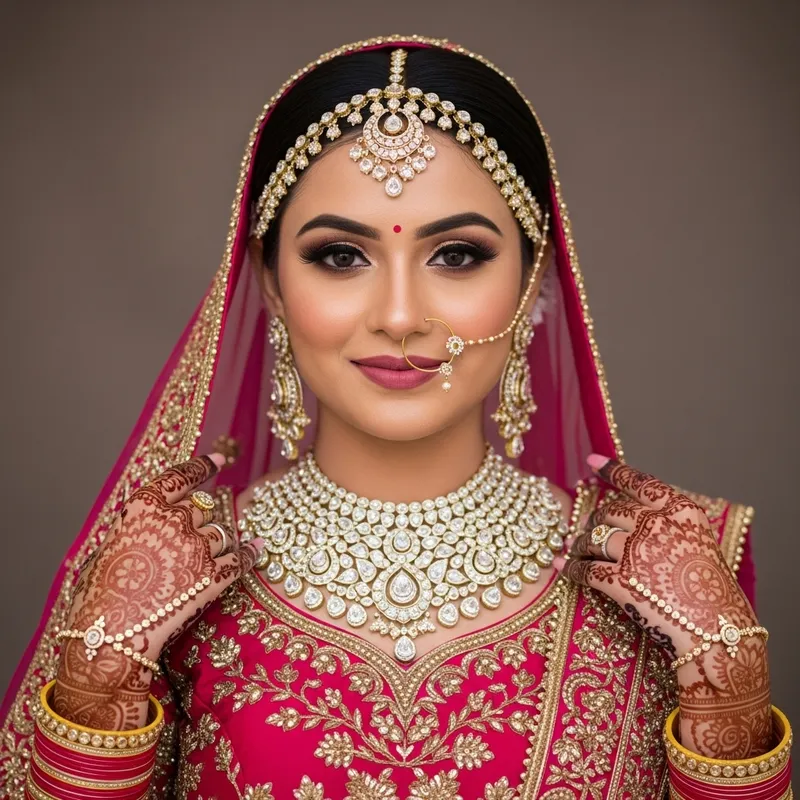 Whimsical Indian Bride with Diamond Jewelry | Vivid Wedding Attire