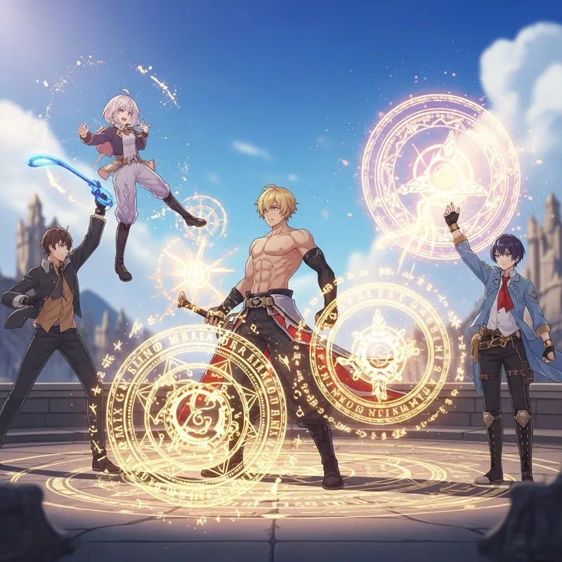 Anime Magic and Muscles: Epic Fortnite-Inspired Virtual World Scene Anime Magic and Muscles: Epic Fortnite-Inspired Virtual World Scene