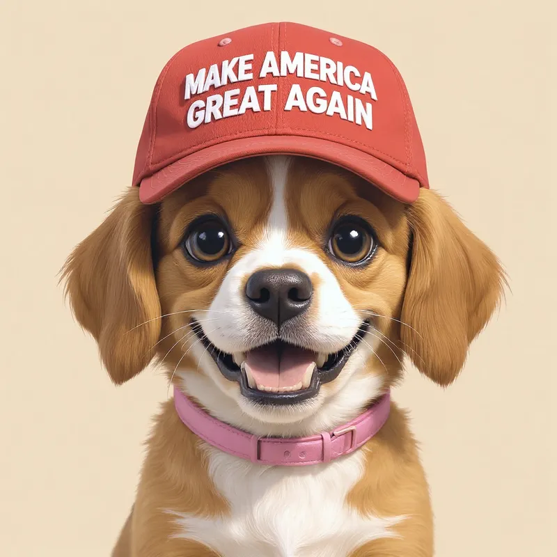 Adorable Dog in MAGA Cap - Cute Pet Photos