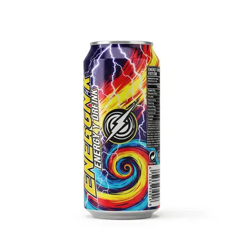 Vibrant Energy Drink Can with Lightning Patterns - Buy Now