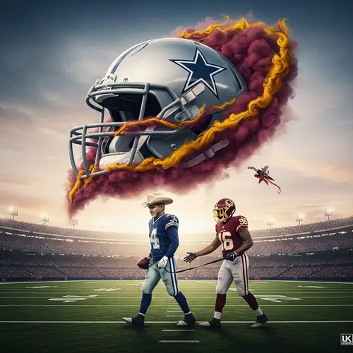 8K Detailed Image: Dallas Cowboy Leads Washington Commando Player on Leash