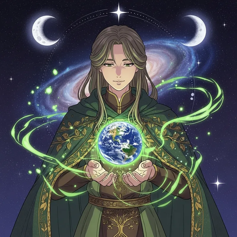 Androgynous Earth Deity: Serene Nature's Dominion