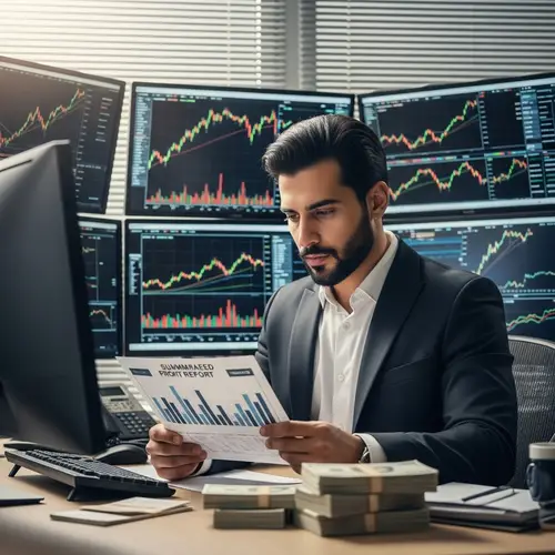 Middle Eastern Stock Trader Examining Profit Report