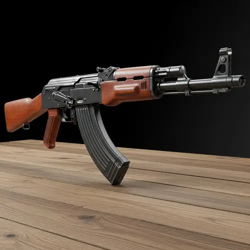 Detailed AK-47 Classic Firearm Display | Rustic Setting