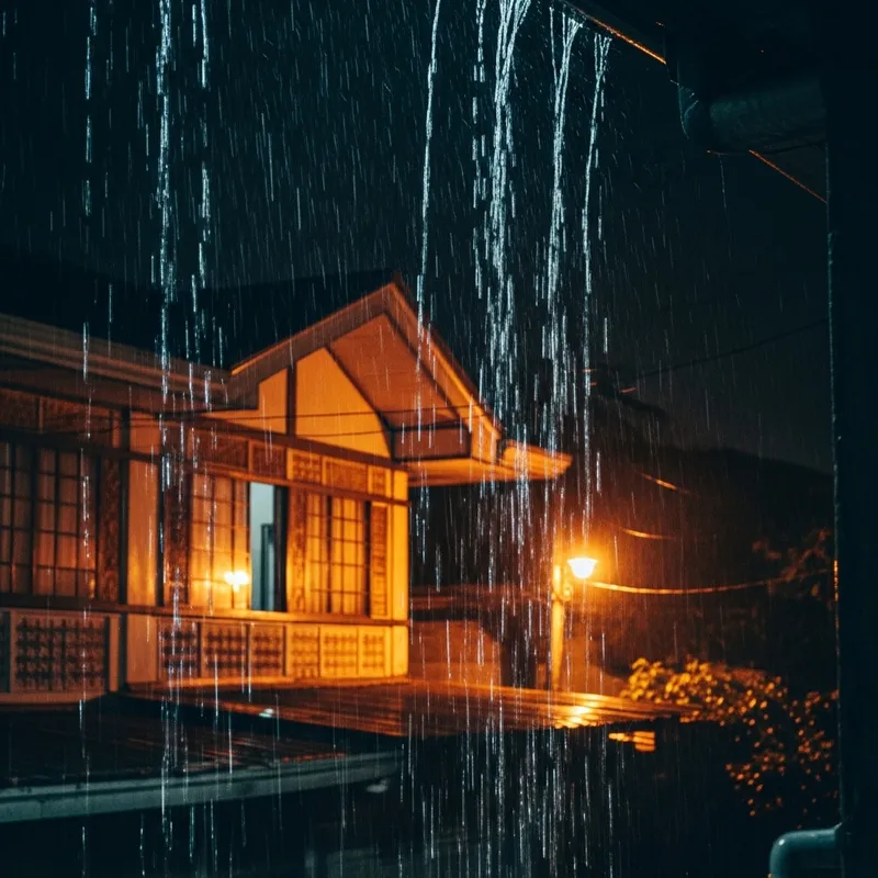 Tranquil Night Scene | Filipino House in Heavy Rain Tranquil Night Scene | Filipino House in Heavy Rain