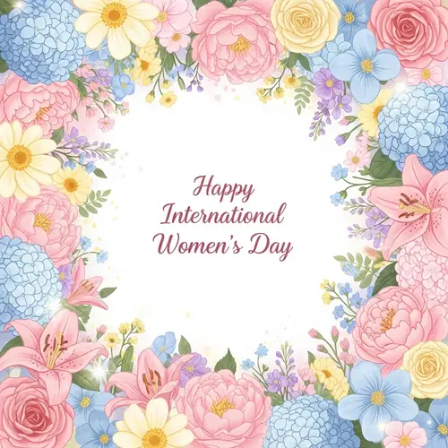 International Women's Day Postcard | Flowers, Love & Beauty
