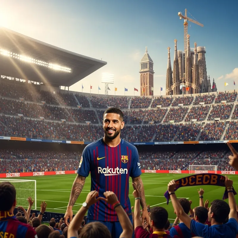 Neymar Jr in Camp Nou Stadium | Barcelona T-Shirt on Field, Fans Cheering