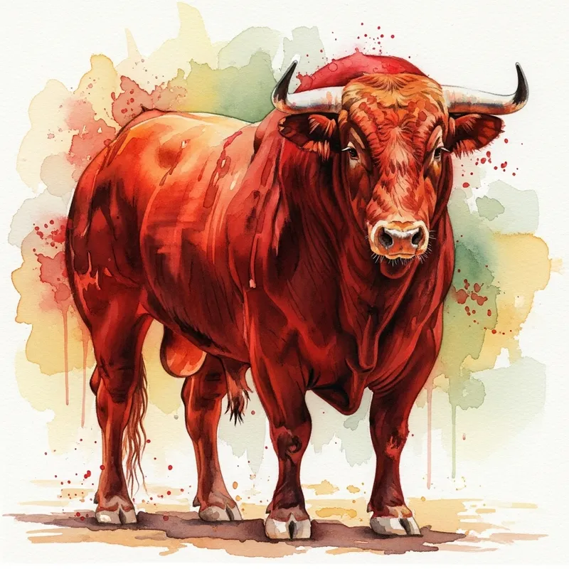 Robust Watercolor Painting | Toro Bravo Strength & Vigour