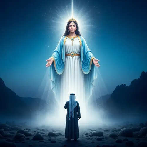 Middle-Eastern Man Worshipping Larger-Than-Life Hispanic Goddess