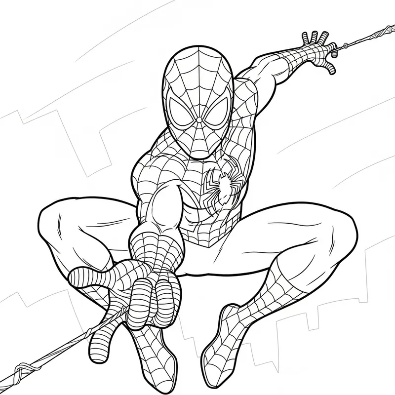 Black and White Spiderman Coloring Page