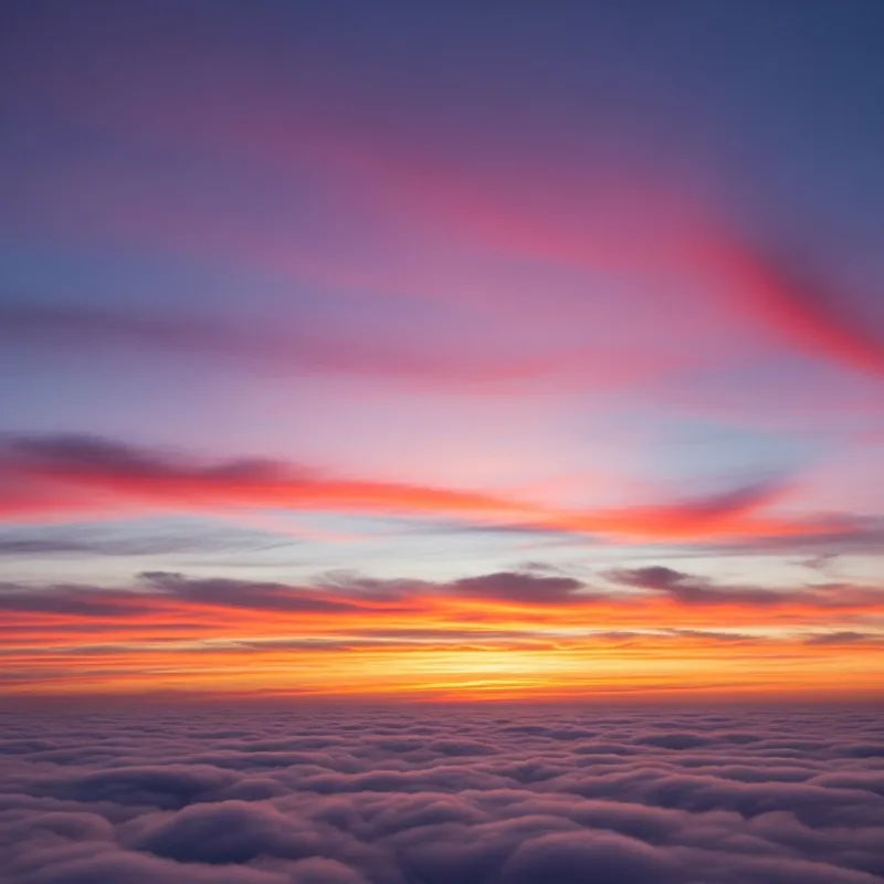 Breathtaking Sunset Sky: White-Blue Pink Orange Clouds