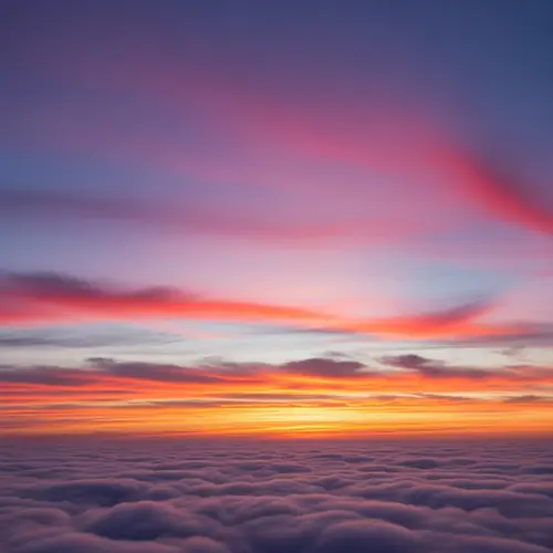 Breathtaking Sunset Sky with White-Blue, Pink, Orange Clouds