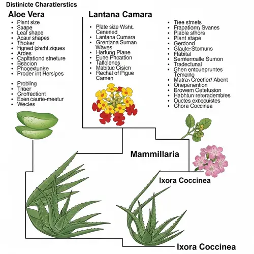 Cladogram of Aloe Vera, Lantana, Mammillaria, & Ixora