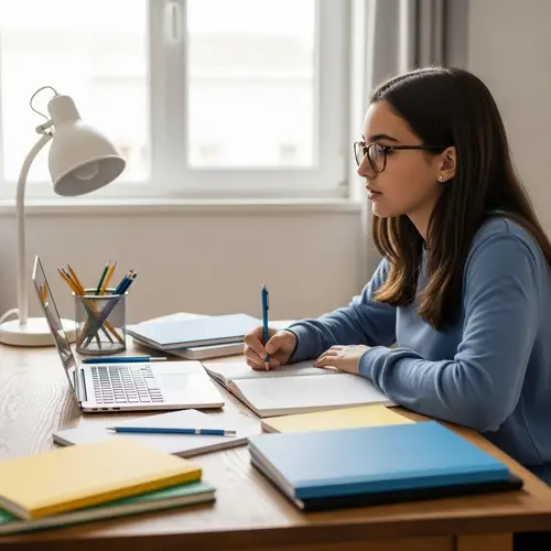 Spanish Teenage Female Student Engaged in Online Lesson