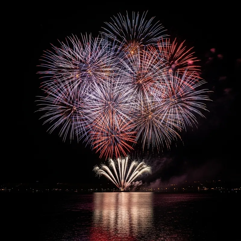 Fireworks Display over Lake Titan - Bucharest Celebration